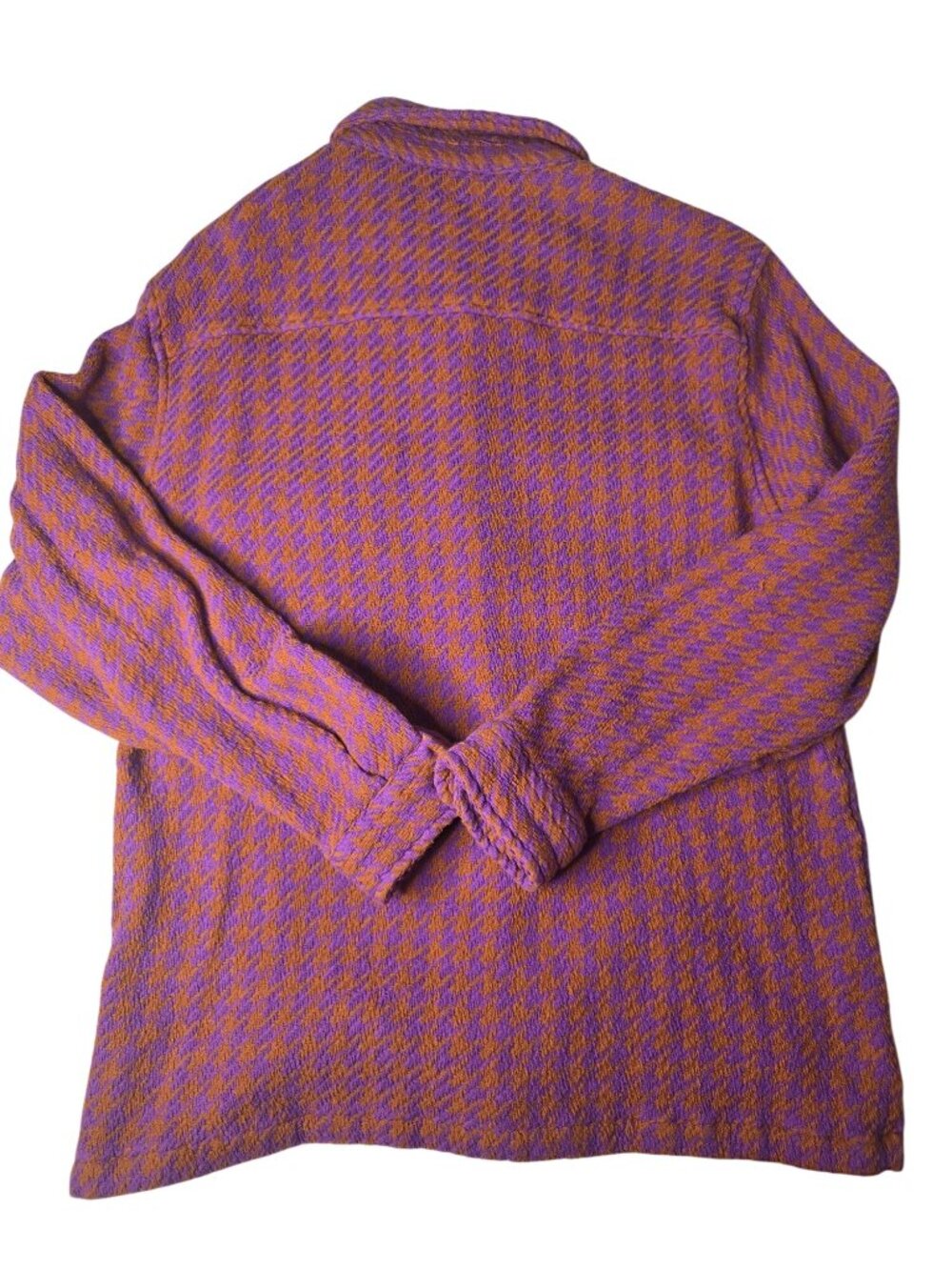 Urban Outfitters Purple & Orange Houndstooth Button-Up Shirt Jacket Size M Cotto - Picture 3 of 8